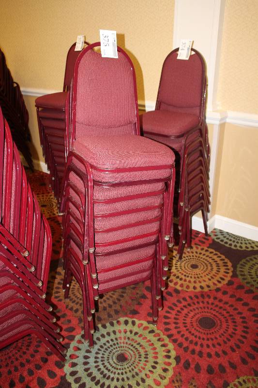 lot 375 image: Lot of (10) Stacking Red Fabric Conference Chairs