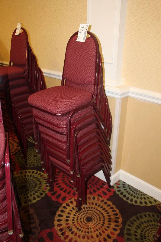 lot 374 image: Lot of (10) Stacking Red Fabric Conference Chairs