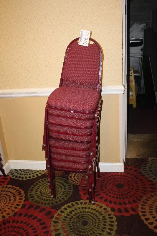 lot 376 image: Lot of (10) Stacking Red Fabric Conference Chairs