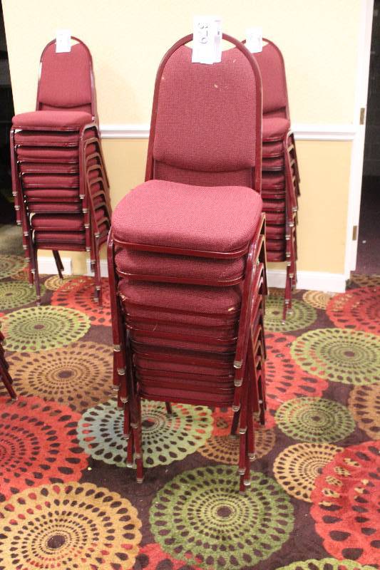 lot 379 image: Lot of (10) Stacking Red Fabric Conference Chairs