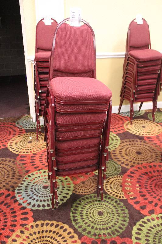 lot 381 image: Lot of (10) Stacking Red Fabric Conference Chairs