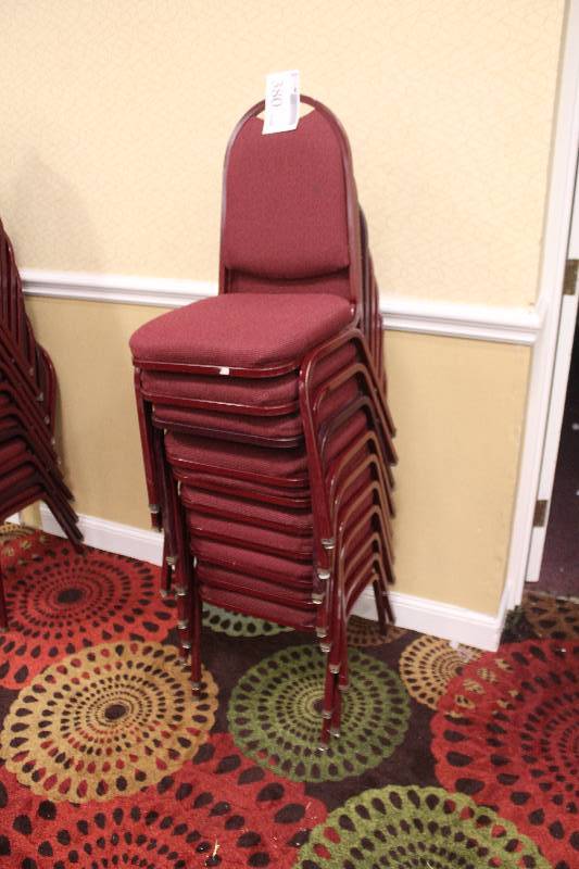 lot 380 image: Lot of (10) Stacking Red Fabric Conference Chairs
