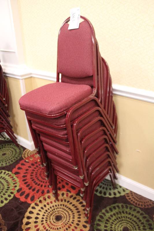 lot 383 image: Lot of (10) Stacking Red Fabric Conference Chairs