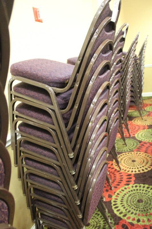 lot 390 image: Lot of (10) Stacking Mauve Fabric Conference Chairs