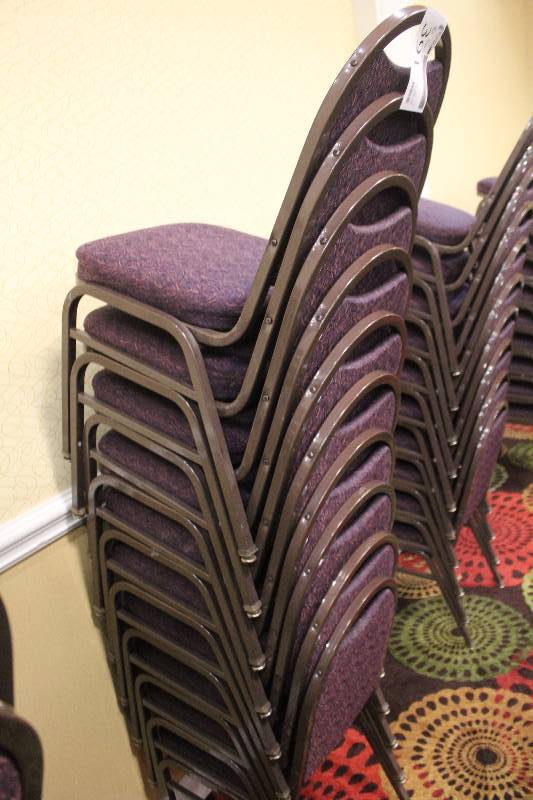 lot 391 image: Lot of (10) Stacking Mauve Fabric Conference Chairs