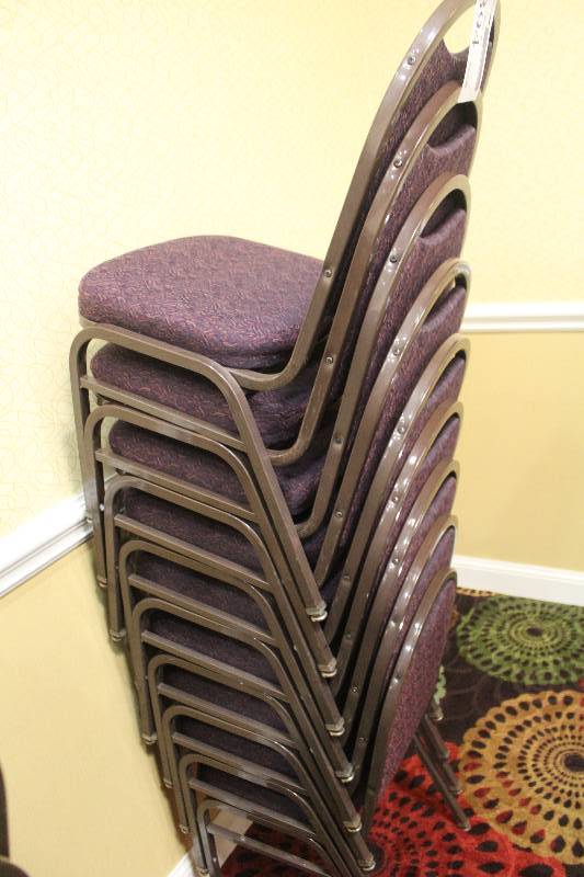 lot 394 image: Lot of (10) Stacking Mauve Fabric Conference Chairs