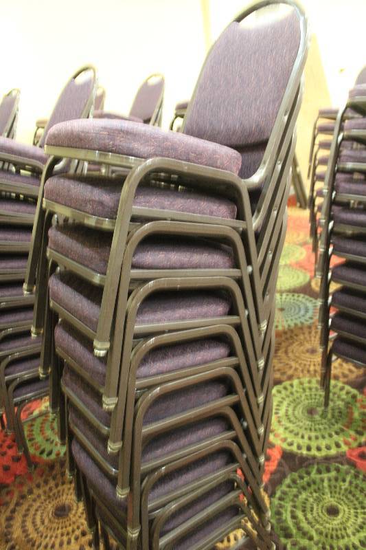 lot 398 image: Lot of (10) Stacking Mauve Fabric Conference Chairs