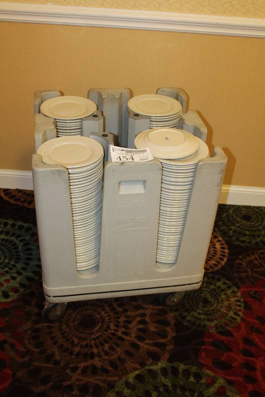lot 454 image: Lot of (Approximately 200) 10.5in. Dinner Plates w Cart