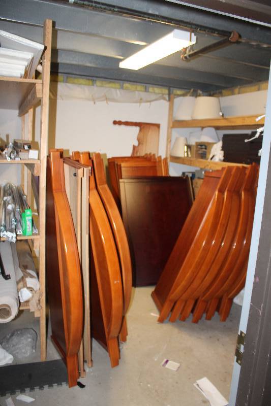 lot 120 image: Lot of 2nd Floor B Wing Hotel Furniture Including 26-Headboards, Lamp Shades, End Tables, And More