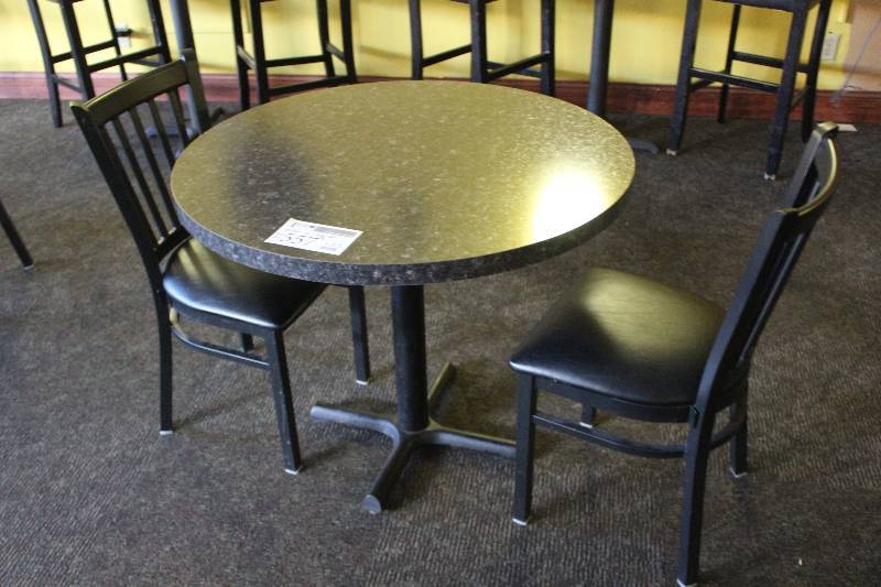 lot 557 image: Lot of (3) Furniture Including 1) 30in. Round Table AND 2) Chairs