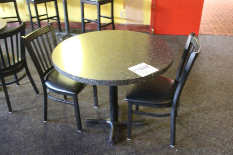 lot 556 image: Lot of (3) Furniture Including 1) 30in. Round Table AND 2) Chairs