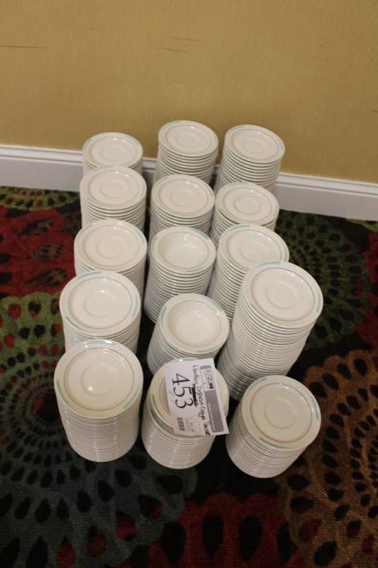 lot 453 image: Lot of (Approximately 300) Monkey Dishes & Coffee Saucers w Cart