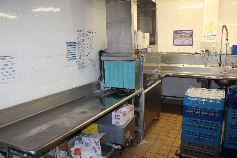 lot 7 image: Commercial Stainless Steel Dish Pit Dish Washer Includes Wash, Rinse, Dry Stations