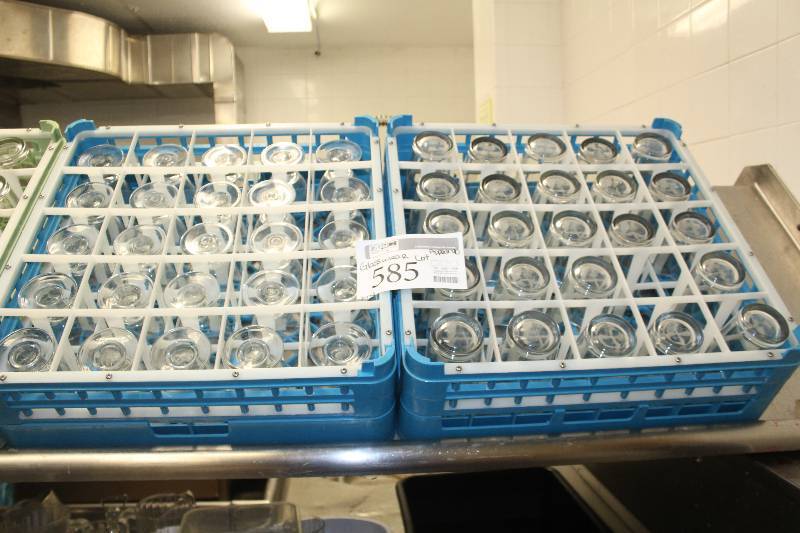 lot 585 image: Lot of (Approximately 40) Glassware w Plastic Wash Trays