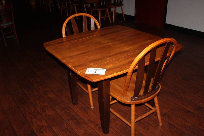 lot 634 image: Lot of (3) Furniture Including 1) Wood Table AND 2) Wood Chairs