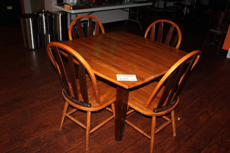 lot 633 image: Lot of (5) Furniture Including 1) Wood Table AND 4) Wood Chairs