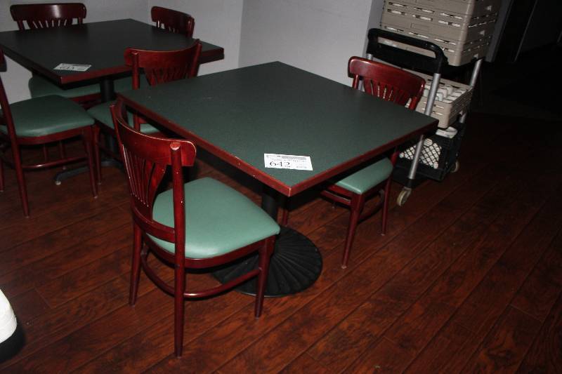 lot 642 image: Lot of (3) Furniture Including 1) Table AND 2) Chairs w Padded Seat