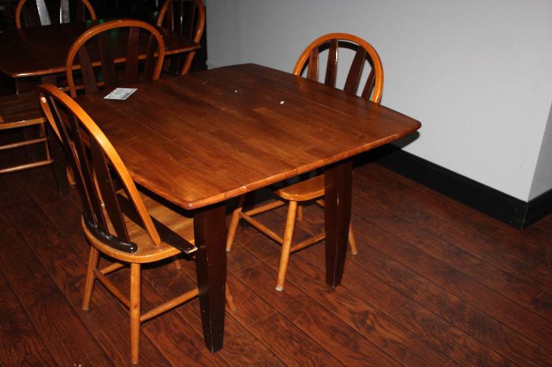 lot 639 image: Lot of (3) Furniture Including 1) Wood Table AND 2) Wood Chairs