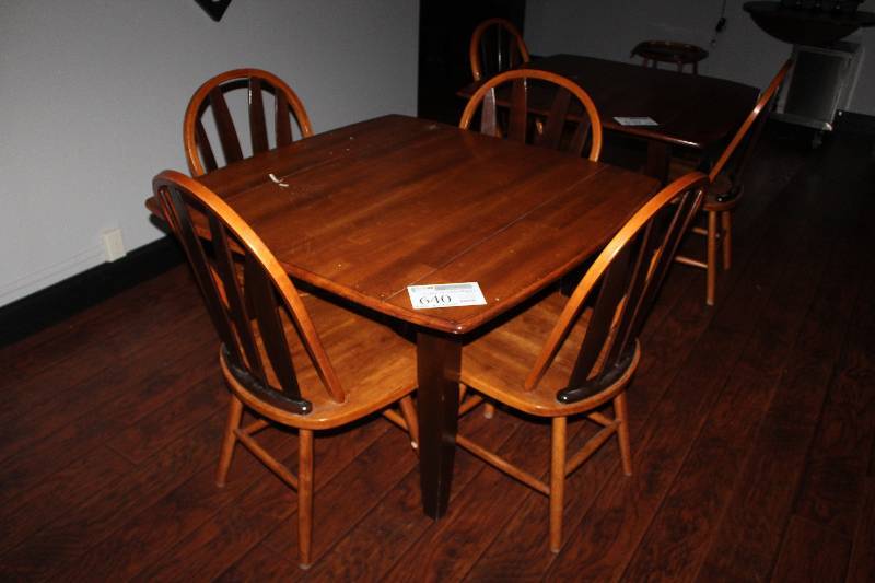 lot 640 image: Lot of (5) Furniture Including 1) Wood Table AND 4) Wood Chairs