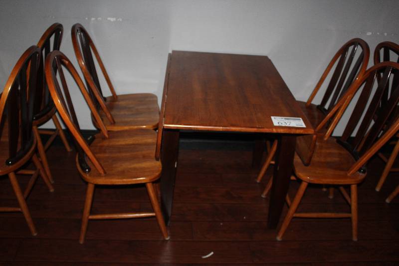 lot 637 image: Lot of (5) Furniture Including 1) Folding-Top Wood Table AND 4) Wood Chairs