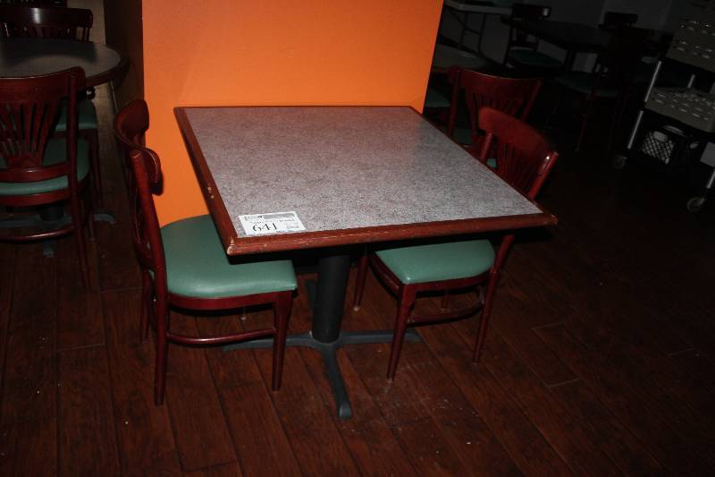 lot 641 image: Lot of (3) Furniture Including 1) Table AND 2) Chairs w Padded Seat
