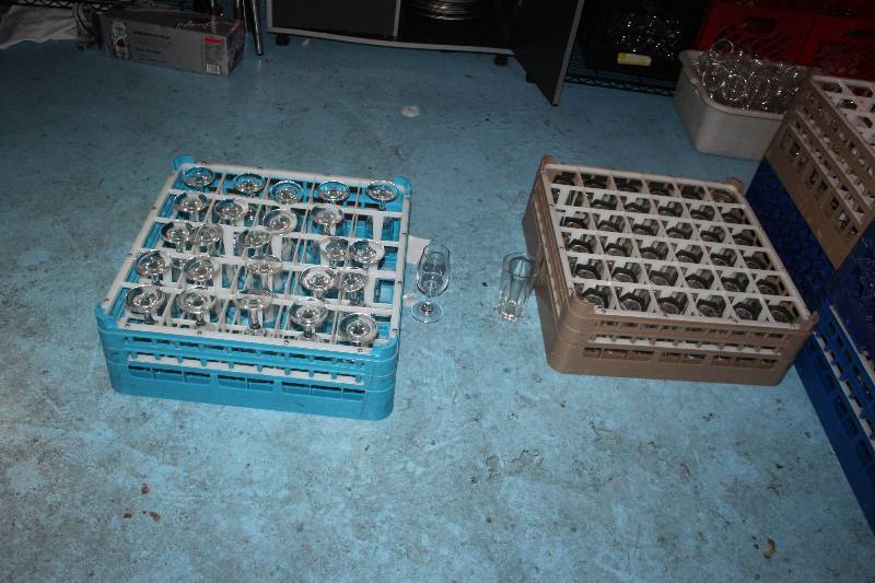 lot 73 image: Lot of (Approximately 40) Glassware w Plastic Wash Trays