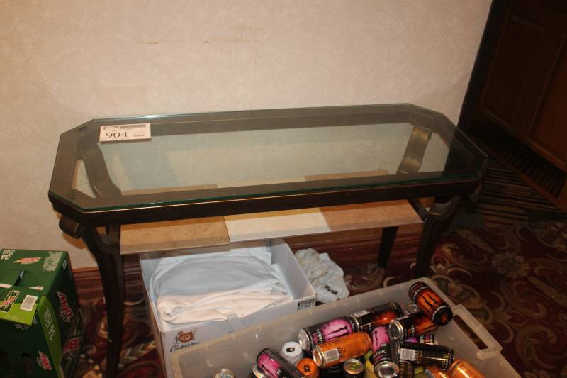 lot 904 image: Glass-Top Sofa Table