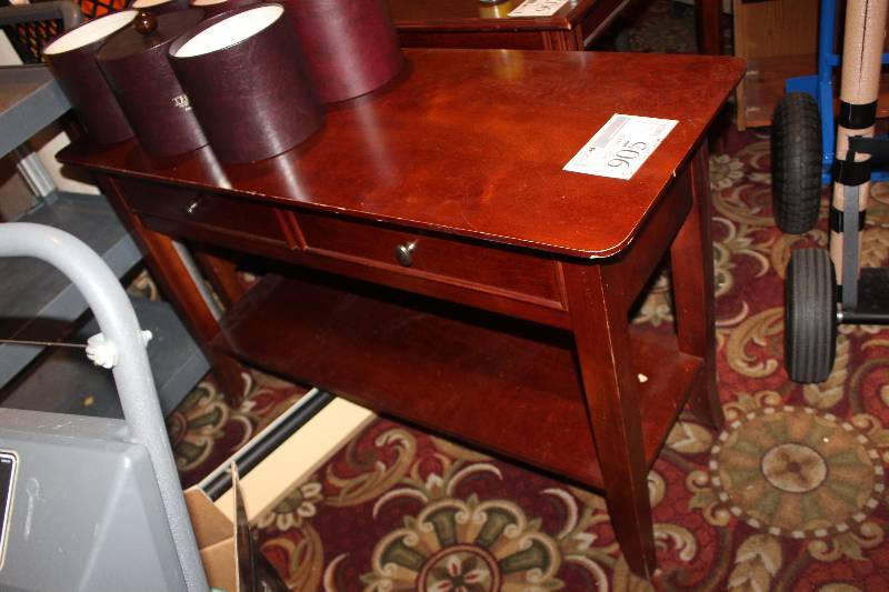 lot 905 image: 2-Drawer Wood Sofa Table