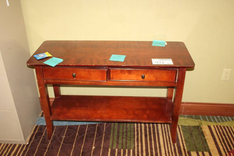 lot 921 image: 2-Drawer Wood Sofa Table