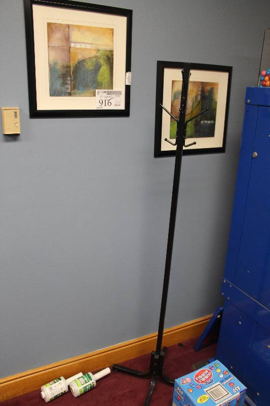 lot 916 image: Lot of (3) Household Including 2) Frames AND 1) Coat Rack