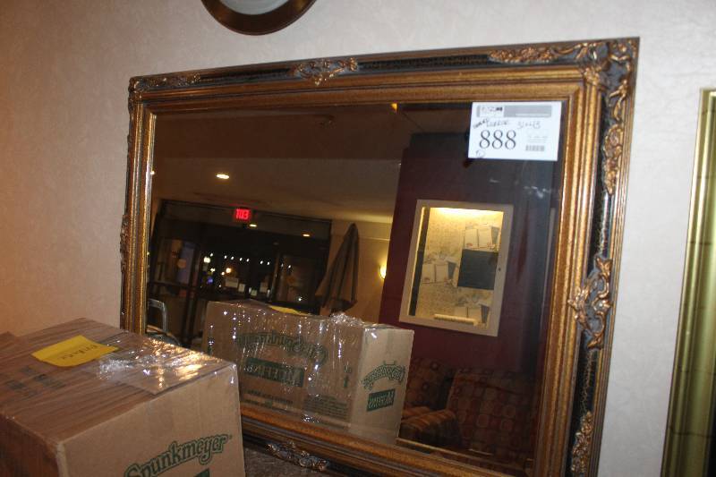 lot 888 image: Decorative Framed Wall Mirror