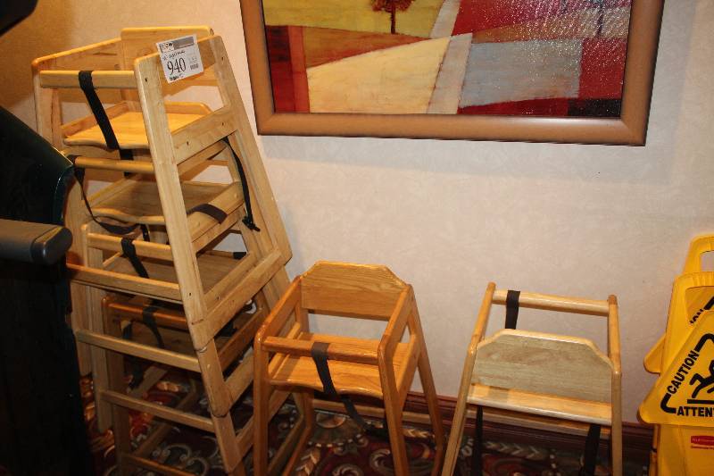 lot 940 image: Lot of (6) Wood High Chairs