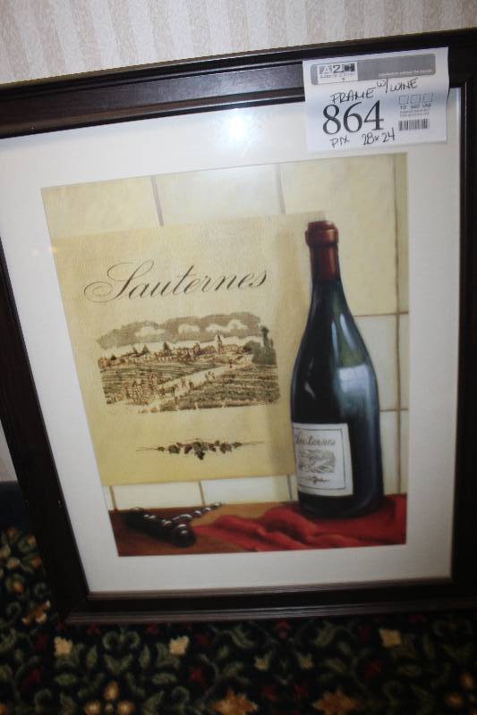 lot 864 image: Framed Wall Art Wine