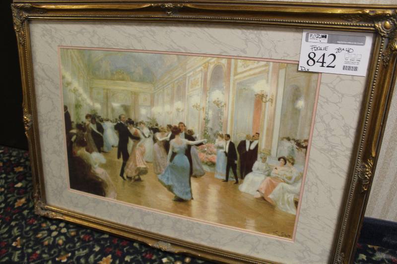 lot 842 image: Framed Signed Wall Art Ballroom by V. Gilbert