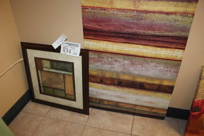 lot 834 image: Lot of (2) Canvas & Framed Wall Art