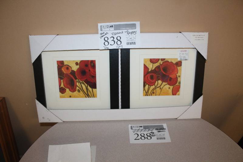 lot 838 image: Lot of (2) Framed Wall Art Poppy