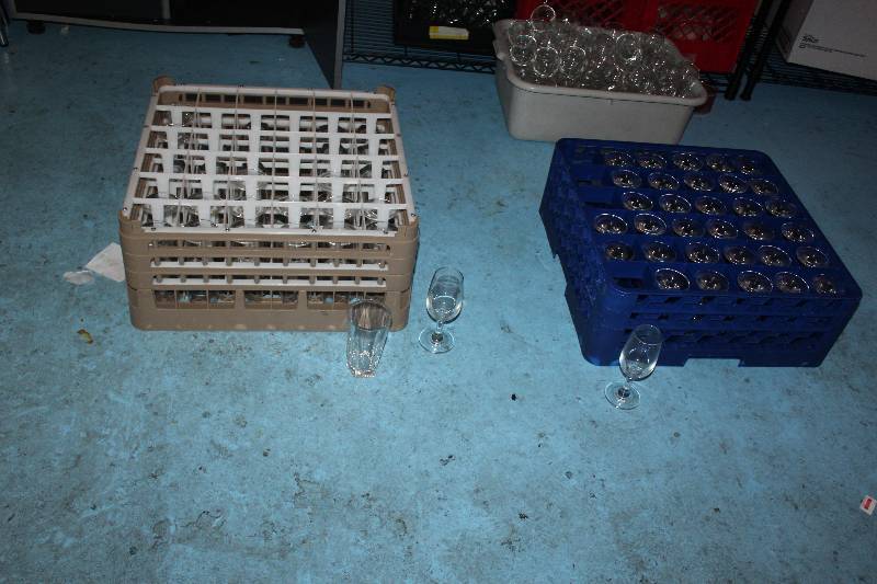 lot 75 image: Lot of (Approximately 40) Glassware w Plastic Wash Trays