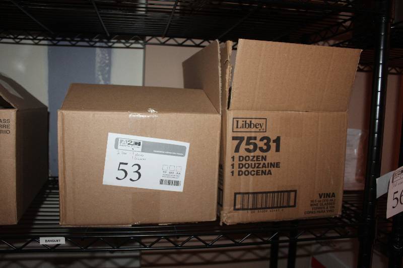 lot 53 image: Lot of (2) Boxes of Glassware Including Vases, Glasses