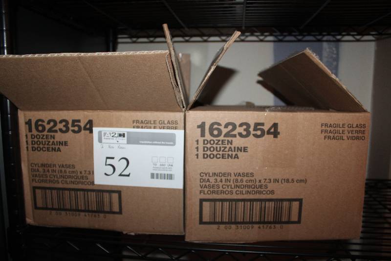lot 52 image: Lot of (2) Boxes of Glassware Including Vases