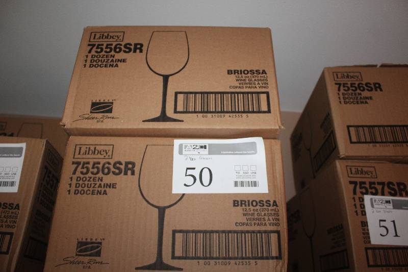 lot 50 image: Lot of (2) Boxes of Glassware Including Wine Glasses