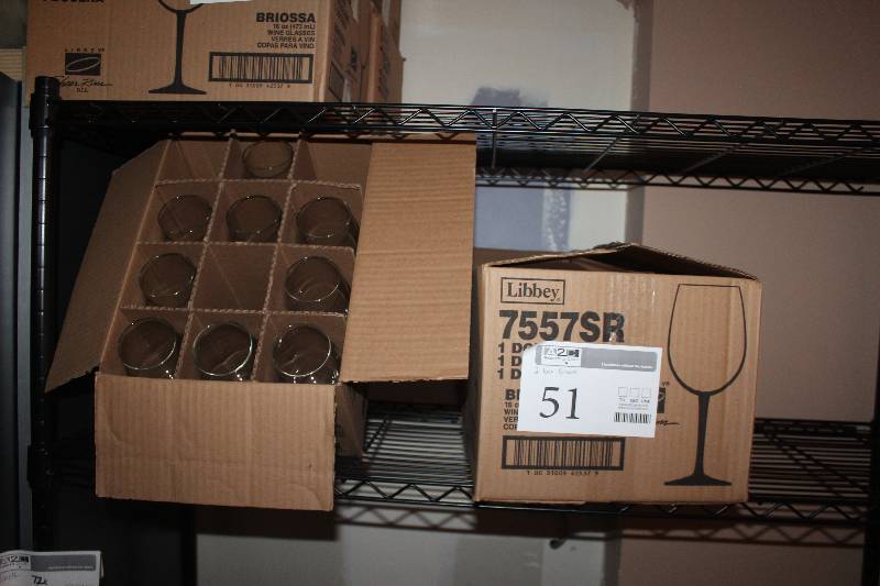 lot 51 image: Lot of (2) Boxes of Glassware Including Wine Glasses