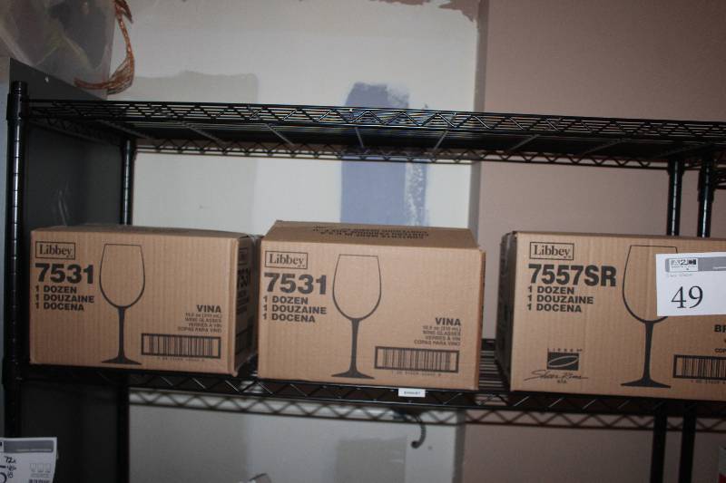 lot 49 image: Lot of (3) Boxes of Glassware Including Wine Glasses