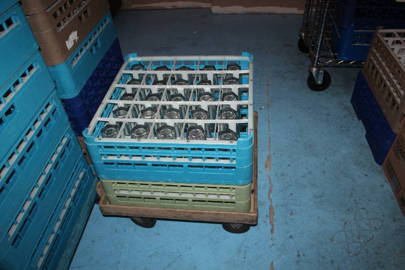 lot 64 image: Lot of (Approximately 40) Glassware w Plastic Wash Trays