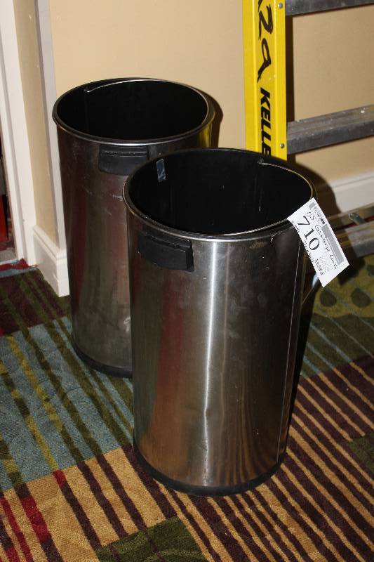 lot 710 image: Lot of (2) Stainless Steel Garbage Cans
