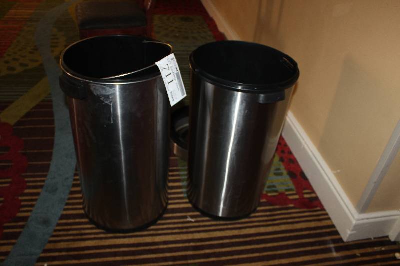 lot 711 image: Lot of (2) Stainless Steel Garbage Cans