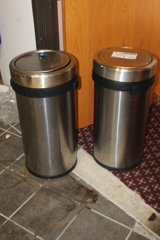 lot 771 image: Lot of (2) Stainless Steel Garbage Cans