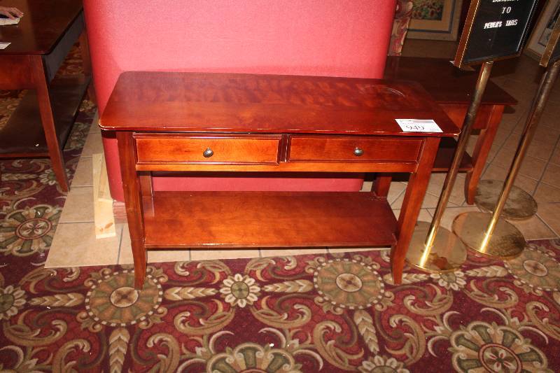 lot 949 image: 2-Drawer 1-Shelf Sofa Table