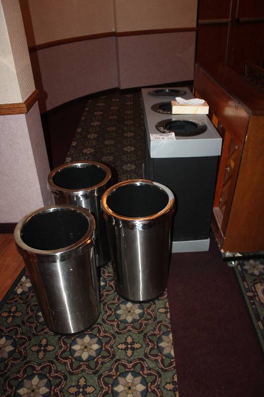 lot 984 image: Lot of (4) Garbage Bins Including 3) Stainless Steel Cans AND 1) Recycle Bin