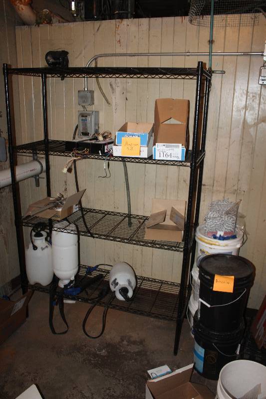 lot 1164 image: Shelf & Contents Including Sprayers, Hardware, And More