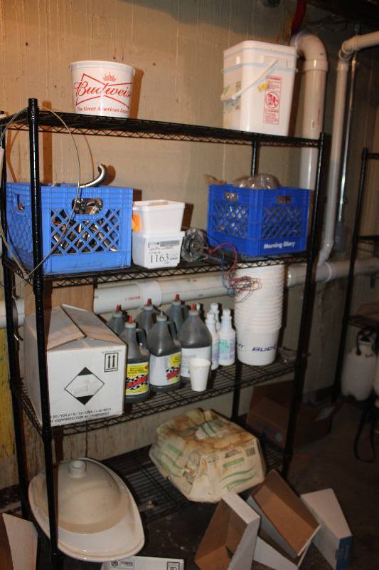 lot 1163 image: Shelf & Contents Including Faucets, Sink, Glassware, And More